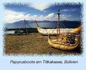 Papyrusboote am Titikaka-See